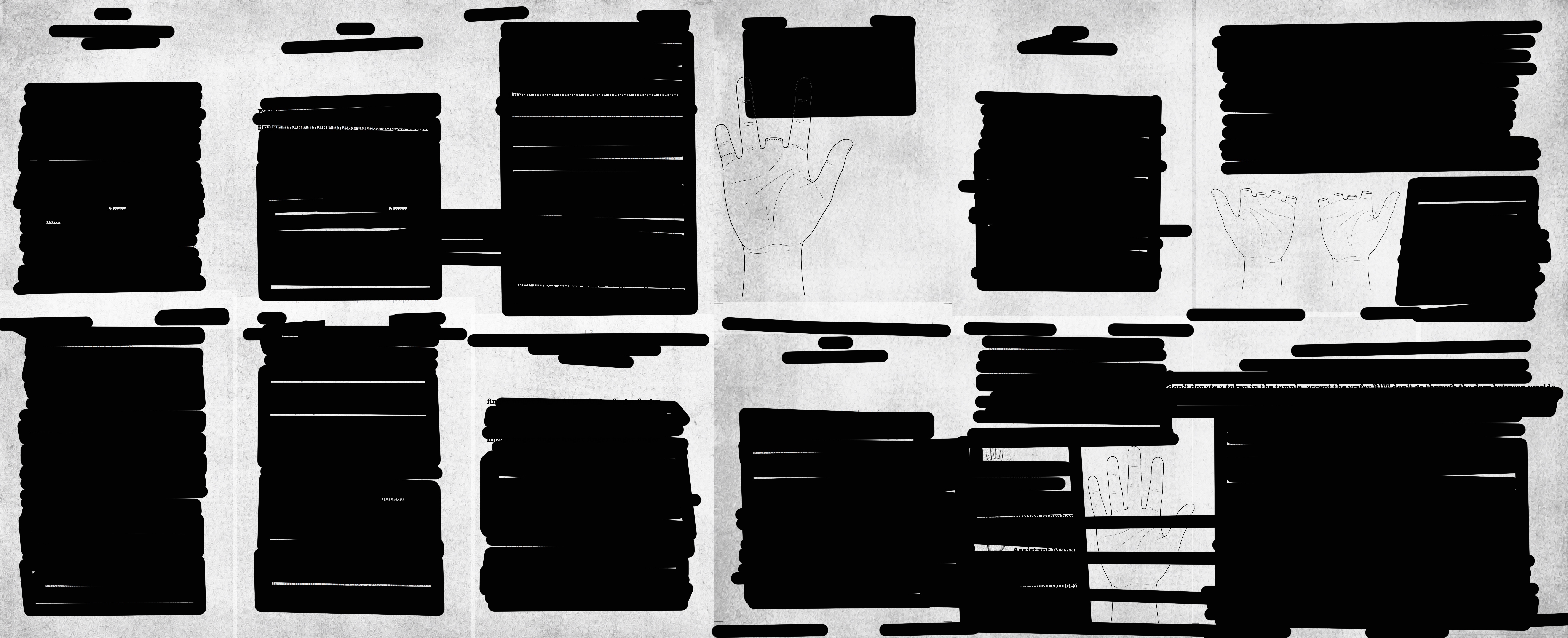 The Three Pamphlets — a large redacted document